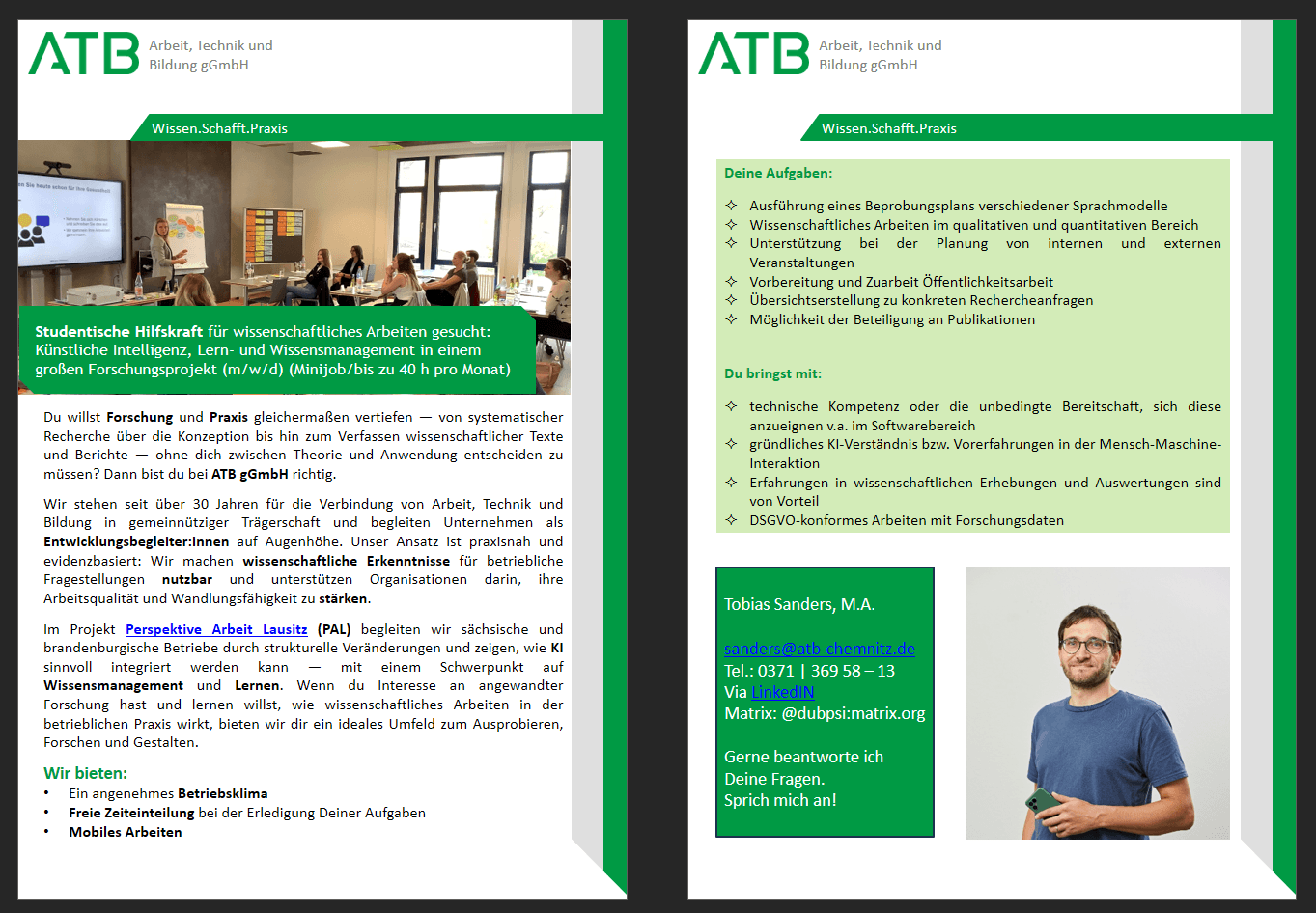 Bild der Stellenanzeige als PDF-Download